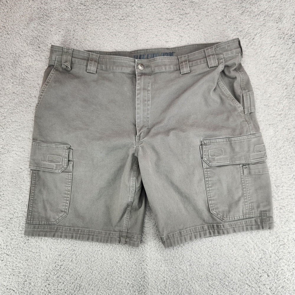 Duluth Trading Co Flex Fire Hose Relaxed Fit Shorts Mens 44 Gray Canvas Cargo
